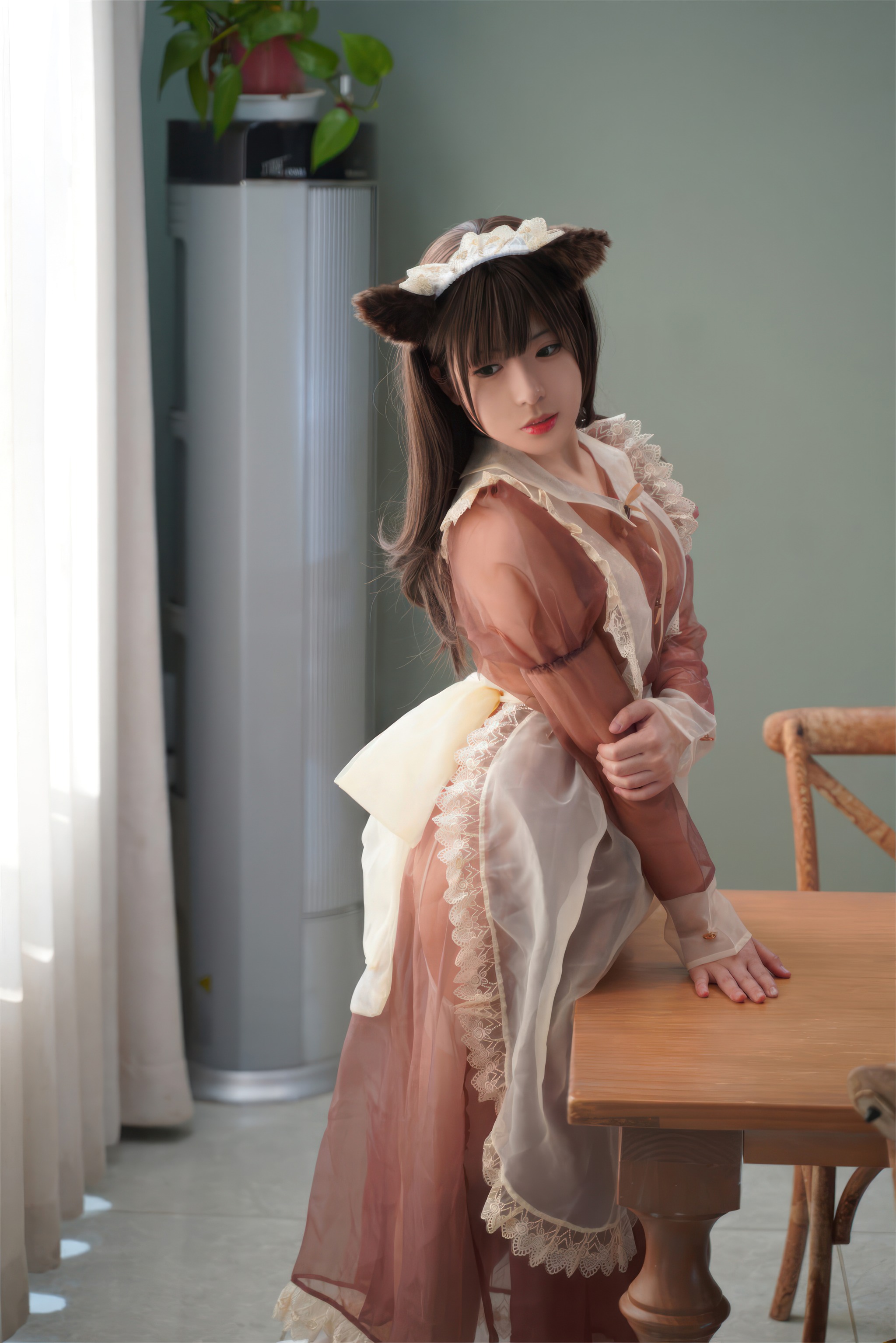 虎森森 - NO.042 棕色透明女仆[35P]-XikXak